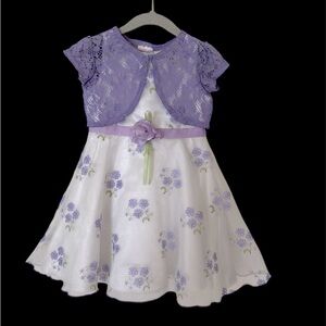 Lavender and White Floral Dress with Lace Bolero